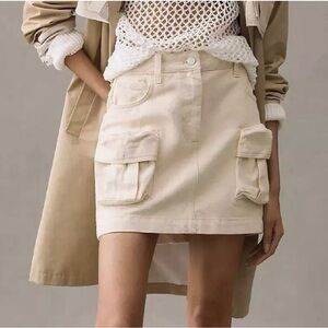 Anthropologie Pilcro Denim Cargo mini Skirt Size 0 Beige cream cotton